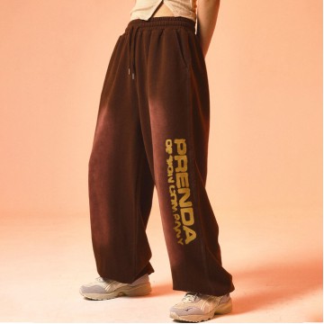 韓國PRENDA - GRADIENT RAWCUT JOGGER PANTS BROWN
